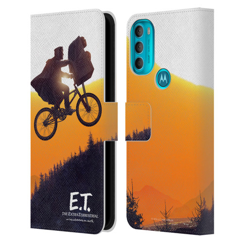 E.T. Graphics Riding Bike Sunset Leather Book Wallet Case Cover For Motorola Moto G71 5G