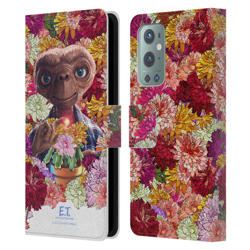 E.T. Graphics Floral Leather Book Wallet Case Cover For OnePlus 9