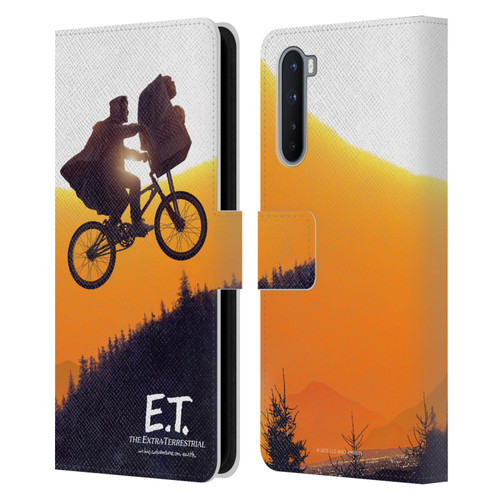 E.T. Graphics Riding Bike Sunset Leather Book Wallet Case Cover For OnePlus Nord 5G