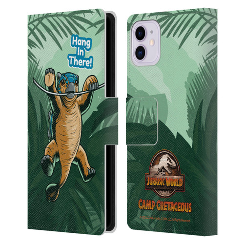 Jurassic World: Camp Cretaceous Character Art Hang In There Leather Book Wallet Case Cover For Apple iPhone 11