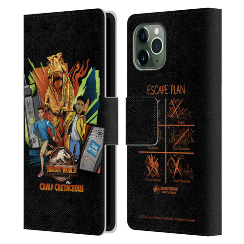 Jurassic World: Camp Cretaceous Character Art Signal Leather Book Wallet Case Cover For Apple iPhone 11 Pro