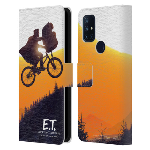 E.T. Graphics Riding Bike Sunset Leather Book Wallet Case Cover For OnePlus Nord N10 5G