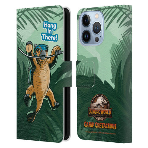 Jurassic World: Camp Cretaceous Character Art Hang In There Leather Book Wallet Case Cover For Apple iPhone 13 Pro