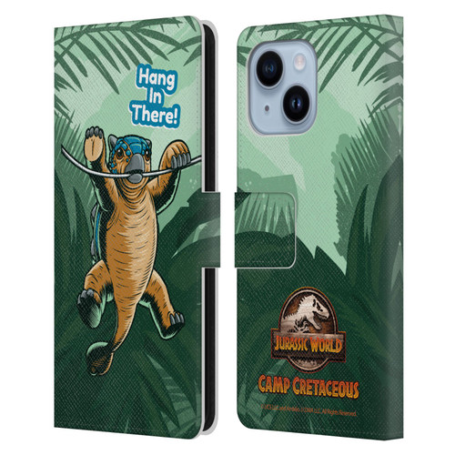 Jurassic World: Camp Cretaceous Character Art Hang In There Leather Book Wallet Case Cover For Apple iPhone 14 Plus