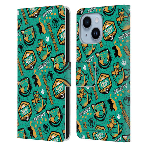Jurassic World: Camp Cretaceous Character Art Pattern Bumpy Leather Book Wallet Case Cover For Apple iPhone 14 Plus
