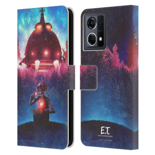 E.T. Graphics Spaceship Leather Book Wallet Case Cover For OPPO Reno8 4G
