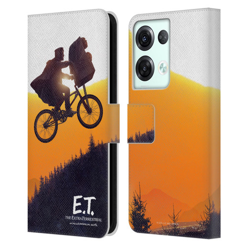E.T. Graphics Riding Bike Sunset Leather Book Wallet Case Cover For OPPO Reno8 Pro