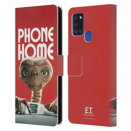 E.T. Graphics Phone Home Leather Book Wallet Case Cover For Samsung Galaxy A21s (2020)