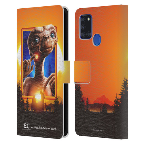 E.T. Graphics Sunset Leather Book Wallet Case Cover For Samsung Galaxy A21s (2020)