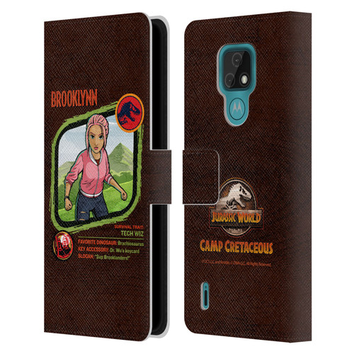 Jurassic World: Camp Cretaceous Character Art Brooklynn Leather Book Wallet Case Cover For Motorola Moto E7