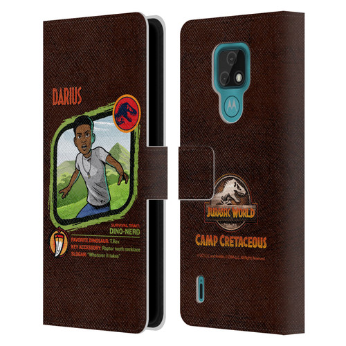 Jurassic World: Camp Cretaceous Character Art Darius Leather Book Wallet Case Cover For Motorola Moto E7