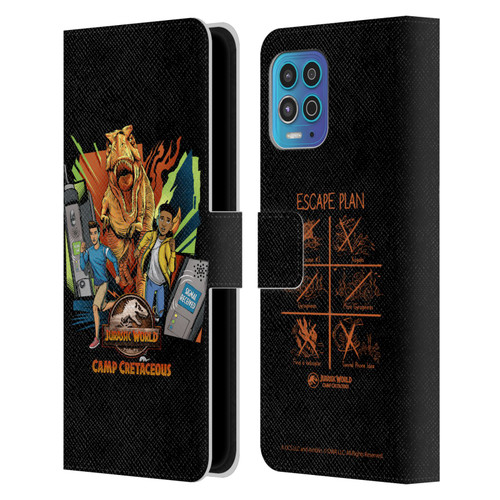 Jurassic World: Camp Cretaceous Character Art Signal Leather Book Wallet Case Cover For Motorola Moto G100