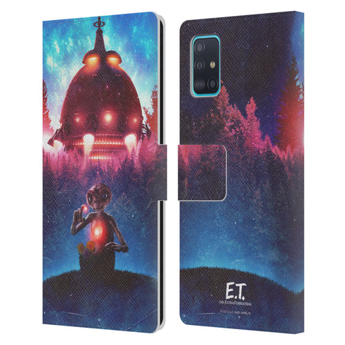 E.T. Graphics Spaceship Leather Book Wallet Case Cover For Samsung Galaxy A51 (2019)