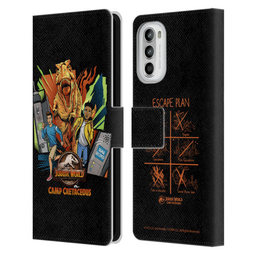 Jurassic World: Camp Cretaceous Character Art Signal Leather Book Wallet Case Cover For Motorola Moto G52