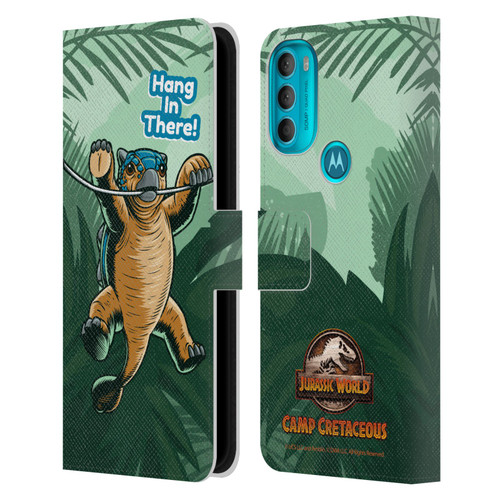 Jurassic World: Camp Cretaceous Character Art Hang In There Leather Book Wallet Case Cover For Motorola Moto G71 5G