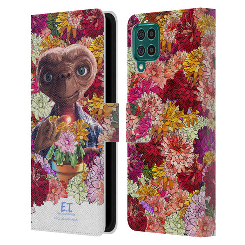 E.T. Graphics Floral Leather Book Wallet Case Cover For Samsung Galaxy F62 (2021)