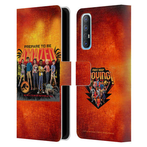 Jurassic World: Camp Cretaceous Character Art Amazed Leather Book Wallet Case Cover For OPPO Find X2 Neo 5G
