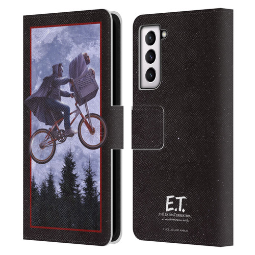E.T. Graphics Night Bike Rides Leather Book Wallet Case Cover For Samsung Galaxy S21 5G