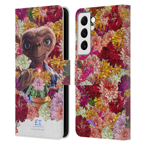 E.T. Graphics Floral Leather Book Wallet Case Cover For Samsung Galaxy S22 5G