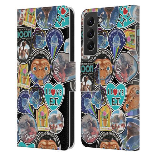 E.T. Graphics Sticker Prints Leather Book Wallet Case Cover For Samsung Galaxy S22+ 5G