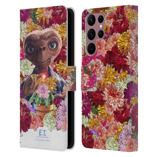 E.T. Graphics Floral Leather Book Wallet Case Cover For Samsung Galaxy S22 Ultra 5G