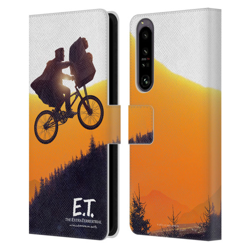E.T. Graphics Riding Bike Sunset Leather Book Wallet Case Cover For Sony Xperia 1 IV