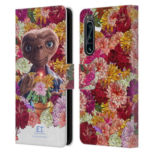 E.T. Graphics Floral Leather Book Wallet Case Cover For Sony Xperia 5 IV
