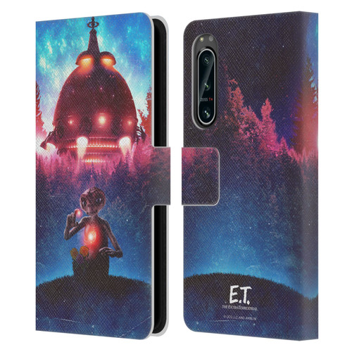 E.T. Graphics Spaceship Leather Book Wallet Case Cover For Sony Xperia 5 IV