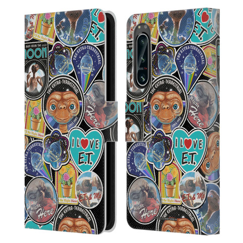 E.T. Graphics Sticker Prints Leather Book Wallet Case Cover For Sony Xperia 5 IV