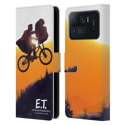 E.T. Graphics Riding Bike Sunset Leather Book Wallet Case Cover For Xiaomi Mi 11 Ultra
