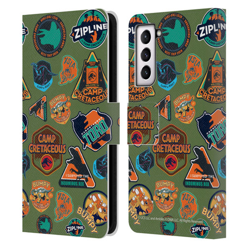 Jurassic World: Camp Cretaceous Character Art Pattern Icons Leather Book Wallet Case Cover For Samsung Galaxy S21 5G