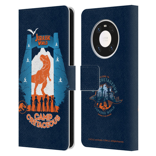 Jurassic World: Camp Cretaceous Dinosaur Graphics Silhouette Leather Book Wallet Case Cover For Huawei Mate 40 Pro 5G