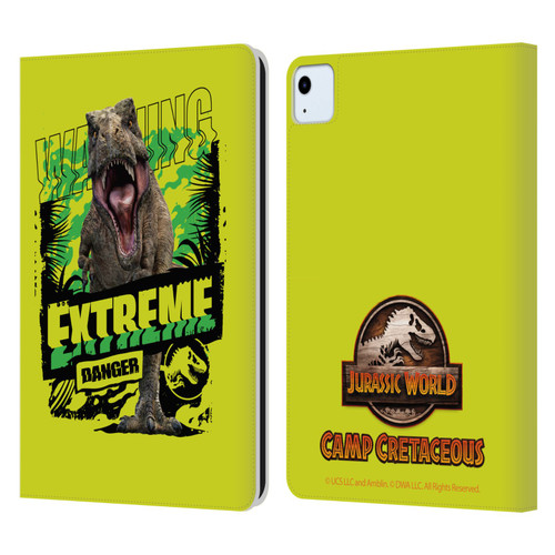 Jurassic World: Camp Cretaceous Dinosaur Graphics Extreme Danger Leather Book Wallet Case Cover For Apple iPad Air 2020 / 2022