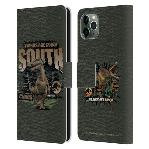 Jurassic World: Camp Cretaceous Dinosaur Graphics Things Are Going South Leather Book Wallet Case Cover For Apple iPhone 11 Pro Max