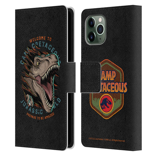 Jurassic World: Camp Cretaceous Dinosaur Graphics Welcome Leather Book Wallet Case Cover For Apple iPhone 11 Pro