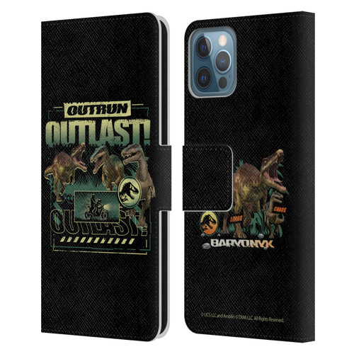 Jurassic World: Camp Cretaceous Dinosaur Graphics Outlast Leather Book Wallet Case Cover For Apple iPhone 12 / iPhone 12 Pro