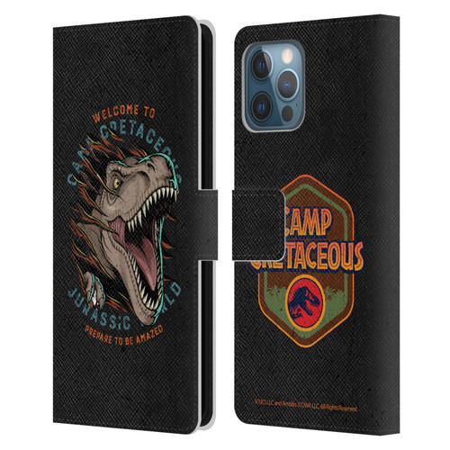 Jurassic World: Camp Cretaceous Dinosaur Graphics Welcome Leather Book Wallet Case Cover For Apple iPhone 12 Pro Max