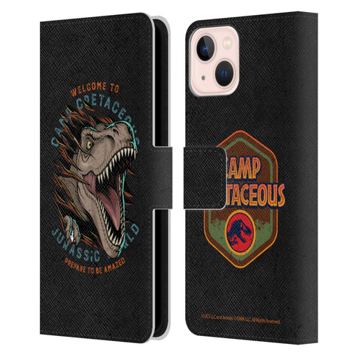 Jurassic World: Camp Cretaceous Dinosaur Graphics Welcome Leather Book Wallet Case Cover For Apple iPhone 13