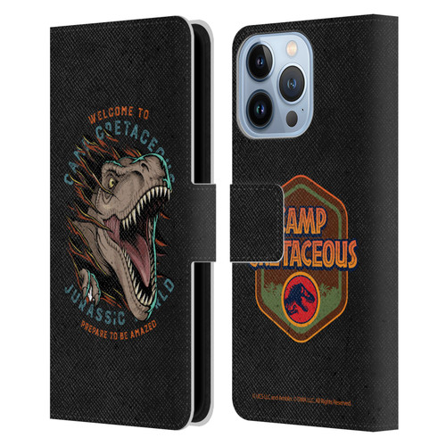 Jurassic World: Camp Cretaceous Dinosaur Graphics Welcome Leather Book Wallet Case Cover For Apple iPhone 13 Pro