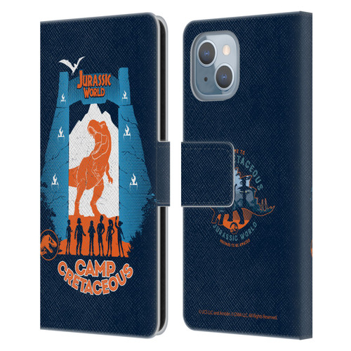 Jurassic World: Camp Cretaceous Dinosaur Graphics Silhouette Leather Book Wallet Case Cover For Apple iPhone 14