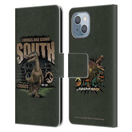 Jurassic World: Camp Cretaceous Dinosaur Graphics Things Are Going South Leather Book Wallet Case Cover For Apple iPhone 14