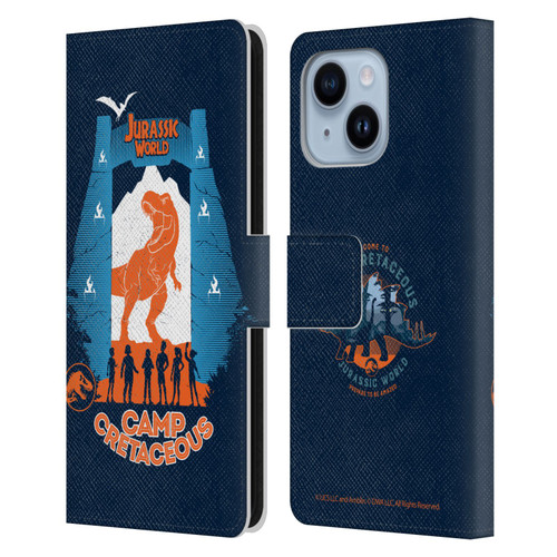 Jurassic World: Camp Cretaceous Dinosaur Graphics Silhouette Leather Book Wallet Case Cover For Apple iPhone 14 Plus
