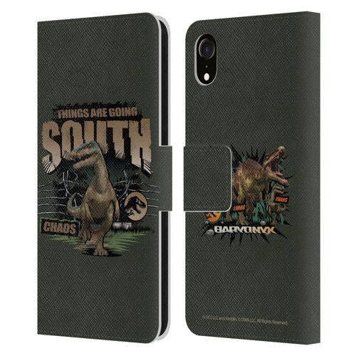 Jurassic World: Camp Cretaceous Dinosaur Graphics Things Are Going South Leather Book Wallet Case Cover For Apple iPhone XR