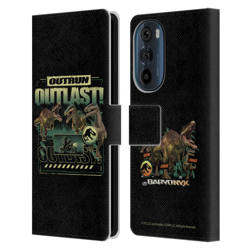 Jurassic World: Camp Cretaceous Dinosaur Graphics Outlast Leather Book Wallet Case Cover For Motorola Edge 30