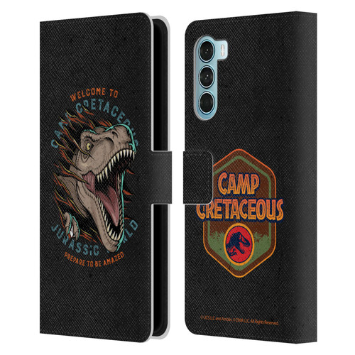 Jurassic World: Camp Cretaceous Dinosaur Graphics Welcome Leather Book Wallet Case Cover For Motorola Edge S30 / Moto G200 5G