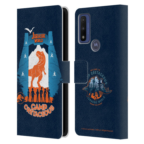 Jurassic World: Camp Cretaceous Dinosaur Graphics Silhouette Leather Book Wallet Case Cover For Motorola G Pure