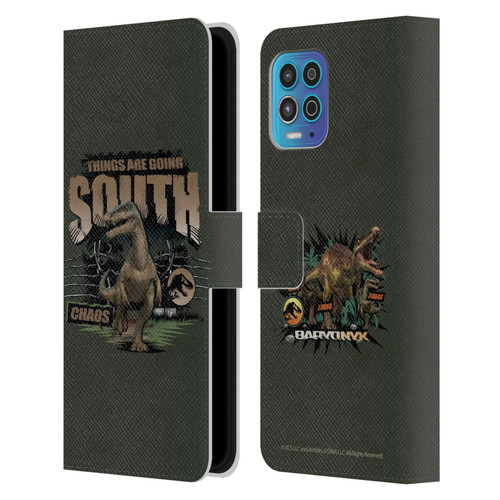 Jurassic World: Camp Cretaceous Dinosaur Graphics Things Are Going South Leather Book Wallet Case Cover For Motorola Moto G100