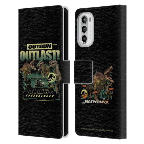 Jurassic World: Camp Cretaceous Dinosaur Graphics Outlast Leather Book Wallet Case Cover For Motorola Moto G52