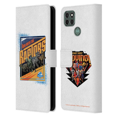 Jurassic World: Camp Cretaceous Dinosaur Graphics Run Leather Book Wallet Case Cover For Motorola Moto G9 Power