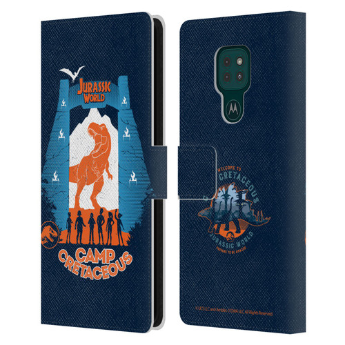 Jurassic World: Camp Cretaceous Dinosaur Graphics Silhouette Leather Book Wallet Case Cover For Motorola Moto G9 Play